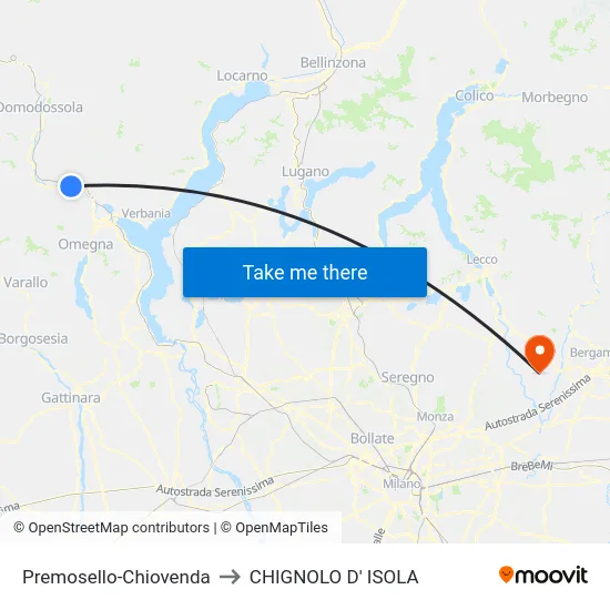 Premosello-Chiovenda to CHIGNOLO D' ISOLA map