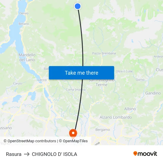 Rasura to CHIGNOLO D' ISOLA map