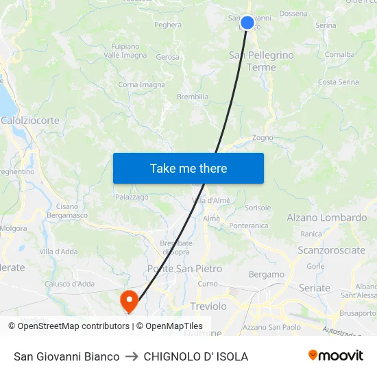San Giovanni Bianco to CHIGNOLO D' ISOLA map