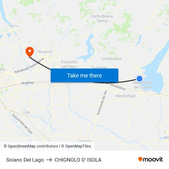 Soiano Del Lago to CHIGNOLO D' ISOLA map