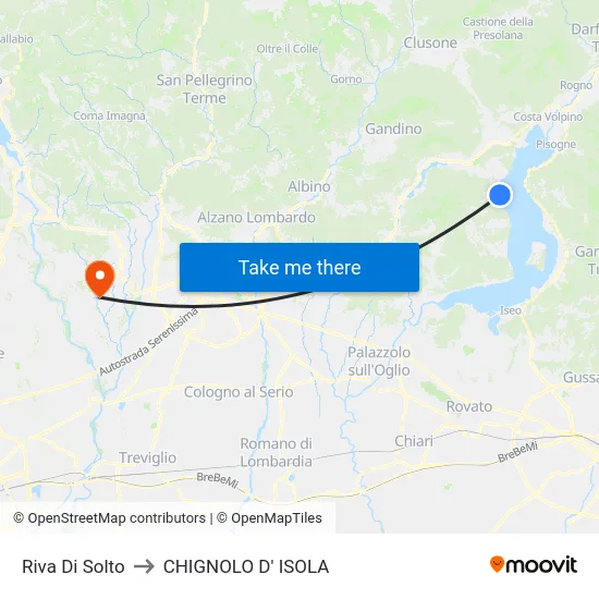 Riva Di Solto to CHIGNOLO D' ISOLA map