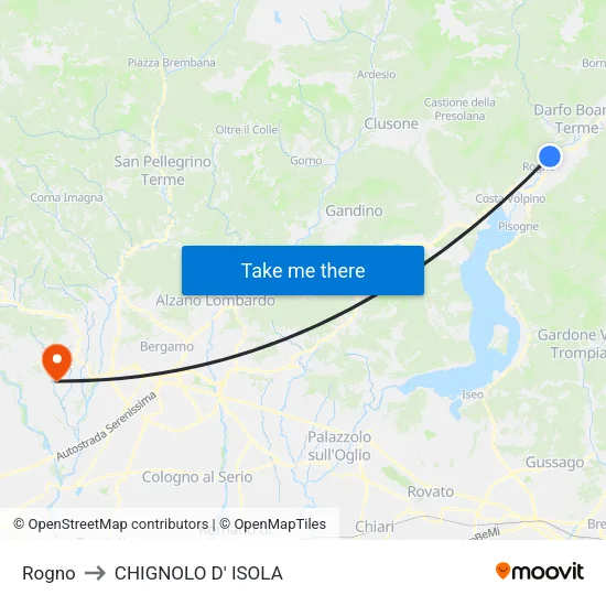 Rogno to CHIGNOLO D' ISOLA map