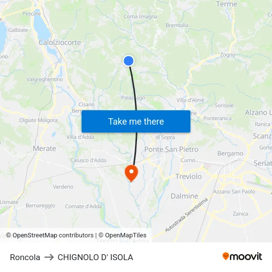 Roncola to CHIGNOLO D' ISOLA map