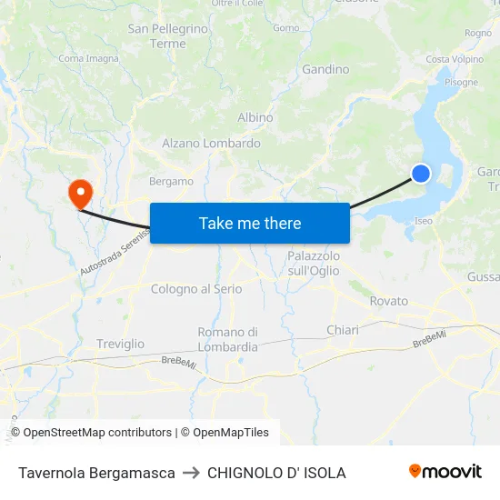 Tavernola Bergamasca to CHIGNOLO D' ISOLA map