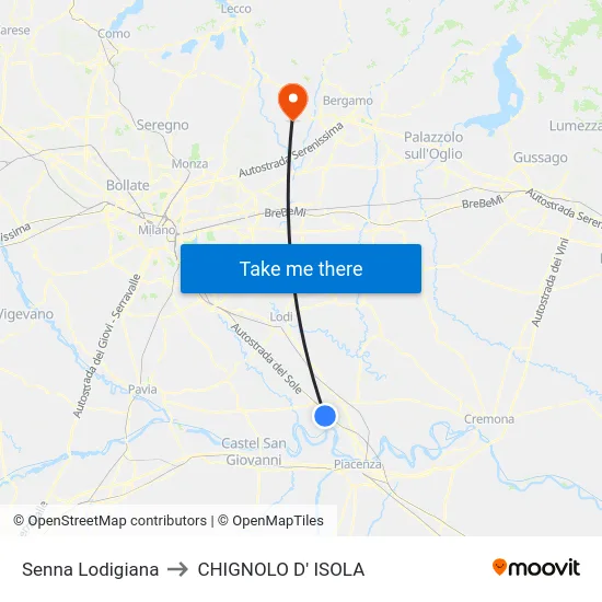 Senna Lodigiana to CHIGNOLO D' ISOLA map