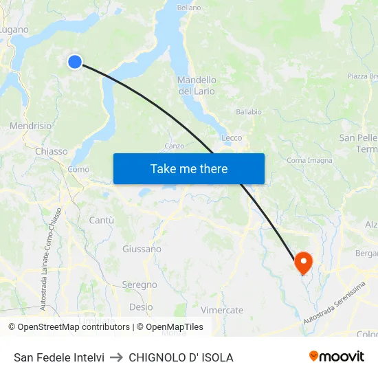 San Fedele Intelvi to CHIGNOLO D' ISOLA map