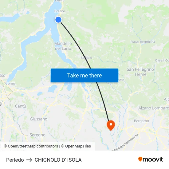 Perledo to CHIGNOLO D' ISOLA map