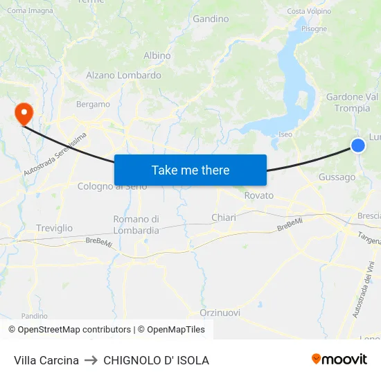 Villa Carcina to CHIGNOLO D' ISOLA map