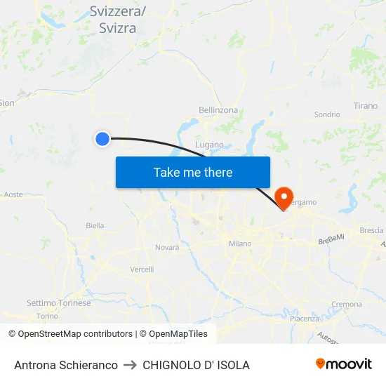 Antrona Schieranco to CHIGNOLO D' ISOLA map
