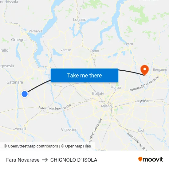 Fara Novarese to CHIGNOLO D' ISOLA map
