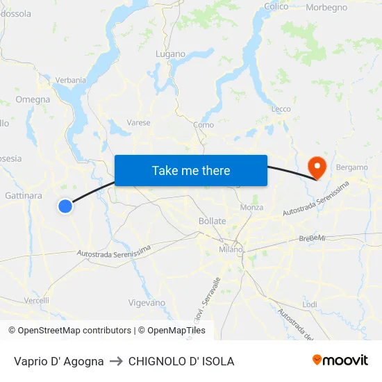 Vaprio D' Agogna to Chignolo D' Isola map