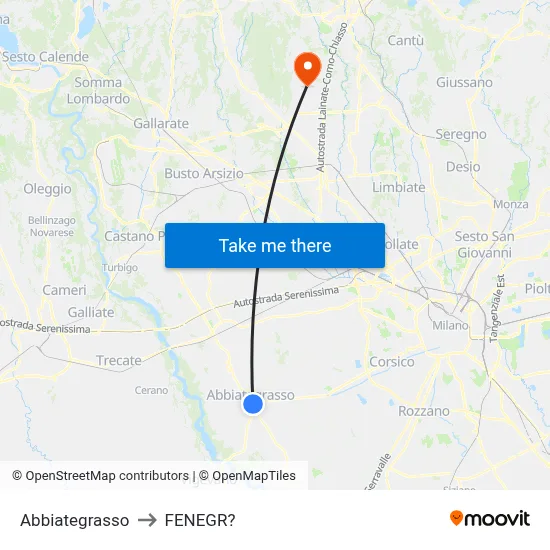 Abbiategrasso to Fenegro map