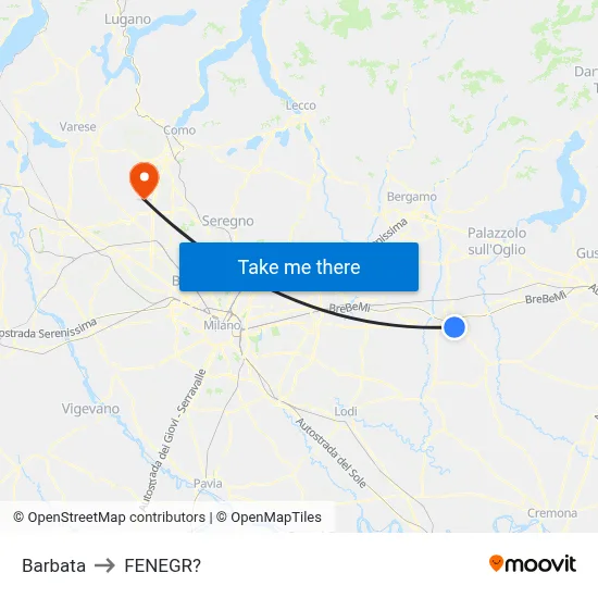 Barbata to Fenegro map
