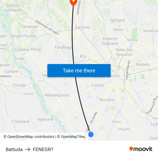 Battuda to Fenegro map