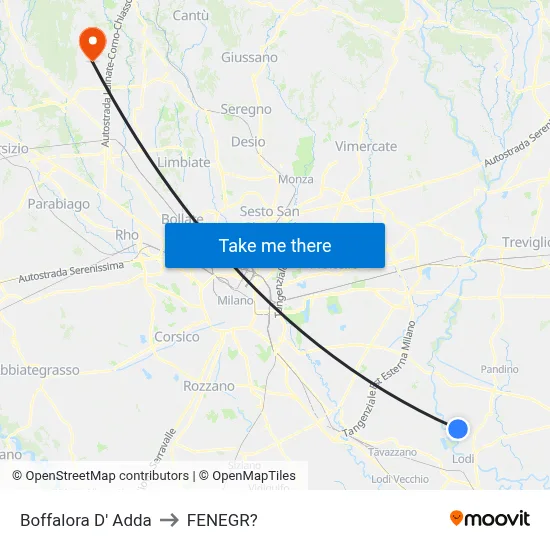 Boffalora D'Adda to Fenegro map