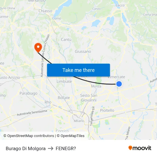 Burago di Molgora to Fenegro map