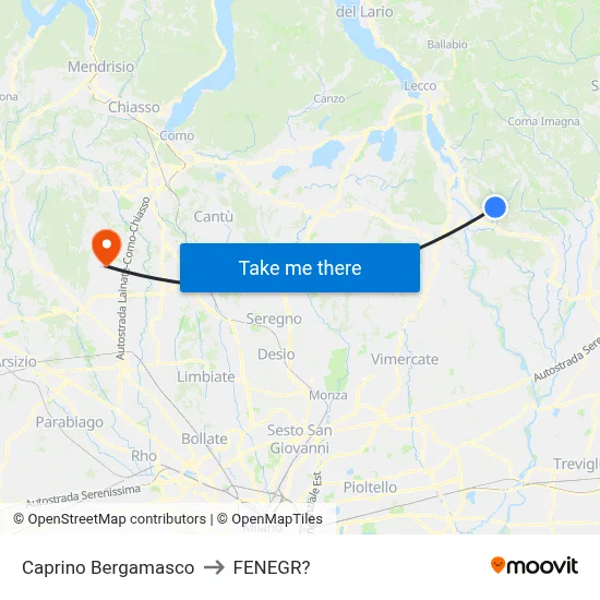 Caprino Bergamasco to Fenegro map