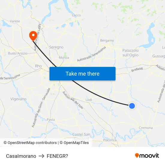 Casalmorano to Fenegro map