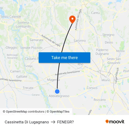 Cassinetta Di Lugagnano to Fenegro map