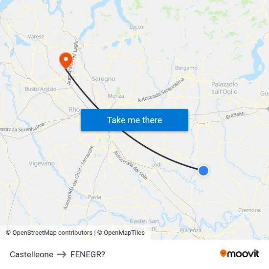 Castelleone to Fenegro map