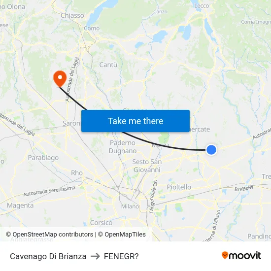 Cavenago di Brianza to Fenegro map