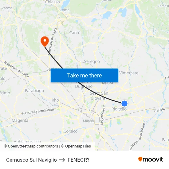 Cernusco Sul Naviglio to Fenegro map