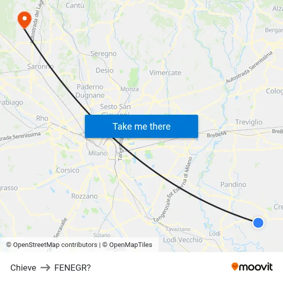 Chieve to Fenegro map