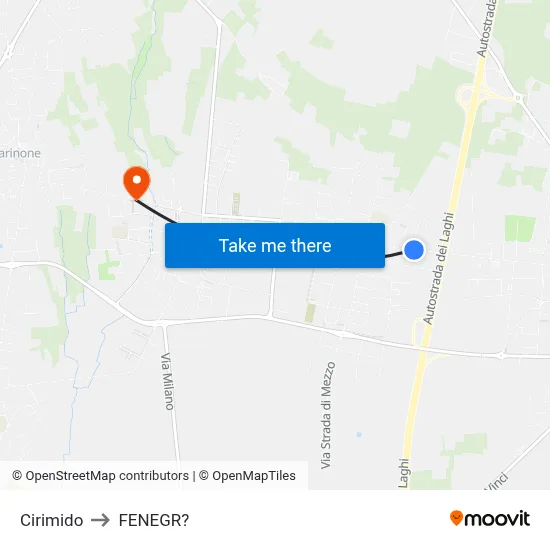 Cirimido to Fenegro map