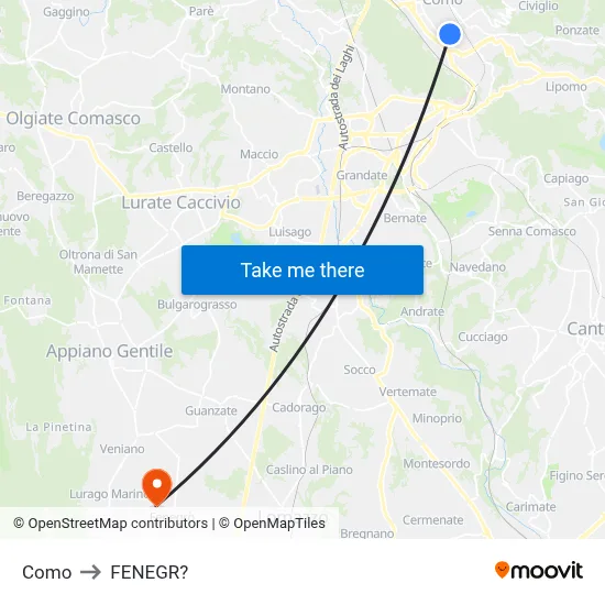 Como to Fenegro map
