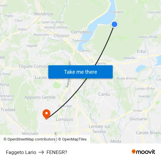 Faggeto Lario to Fenegro map