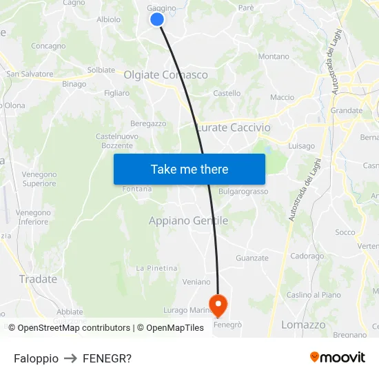 Faloppio to Fenegro map