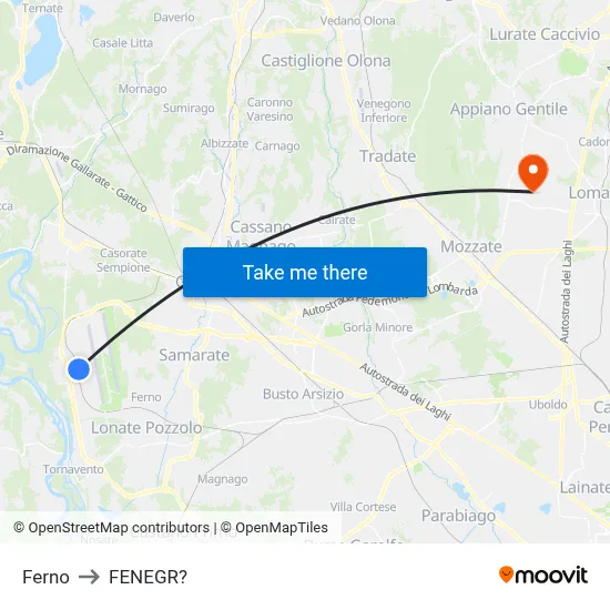Ferno to Fenegro map