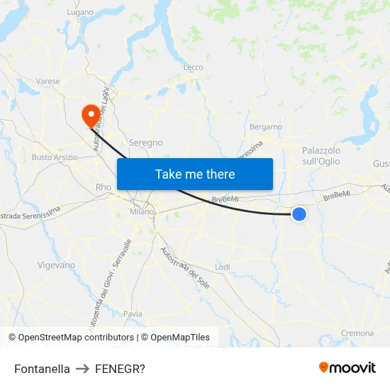 Fontanella to Fenegro map