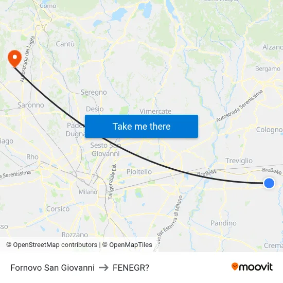 Fornovo San Giovanni to Fenegro map