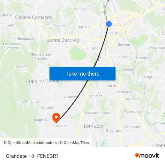 Grandate to Fenegro map