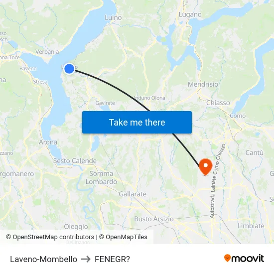 Laveno-Mombello to Fenegro map