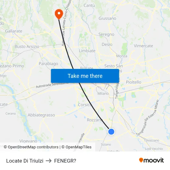 Locate di Triulzi to Fenegro map
