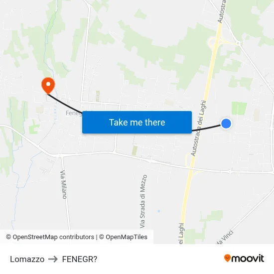 Lomazzo to Fenegro map