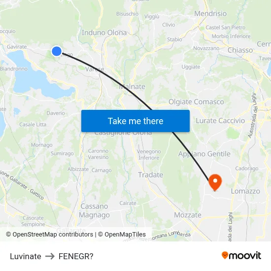 Luvinate to Fenegro map