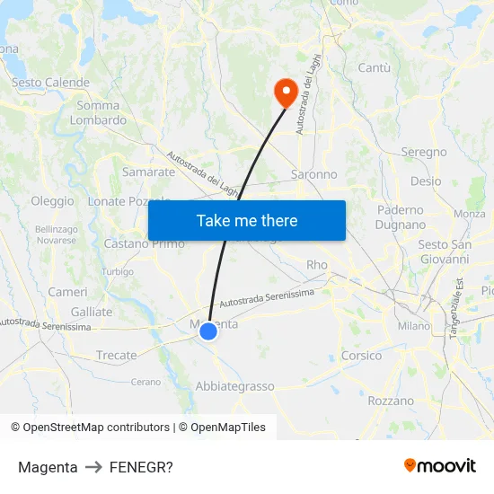 Magenta to Fenegro map