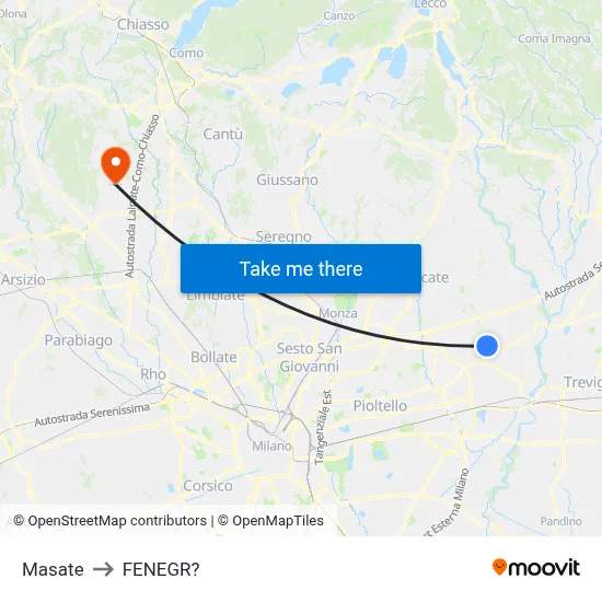 Masate to Fenegro map