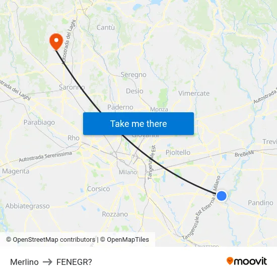 Merlino to Fenegro map