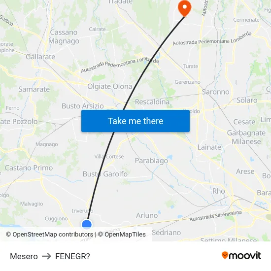 Mesero to Fenegro map