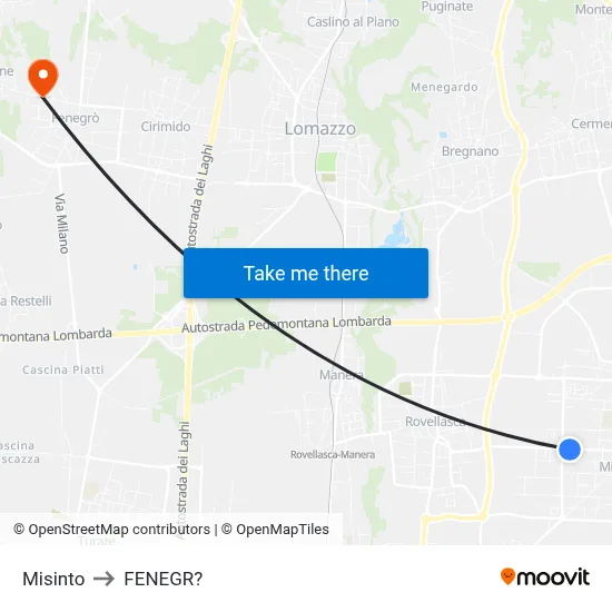 Misinto to Fenegro map