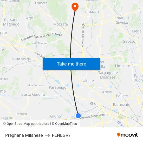 Pregnana Milanese to Fenegro map