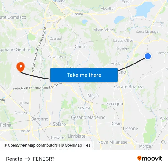 Renate to Fenegro map