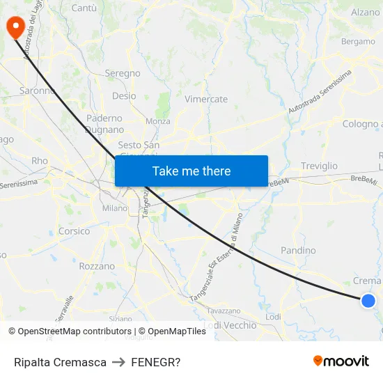 Ripalta Cremasca to Fenegro map