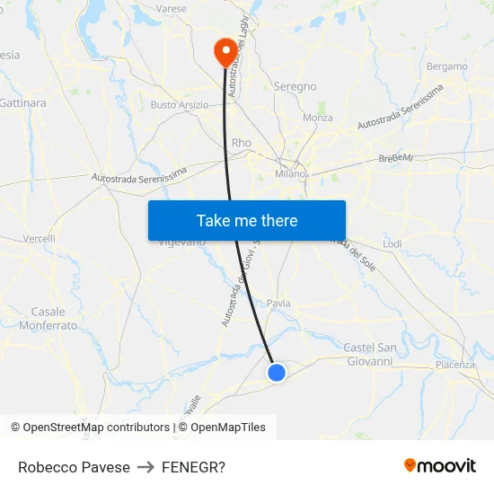 Robecco Pavese to Fenegro map