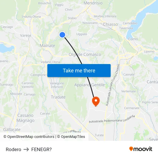 Rodero to Fenegro map