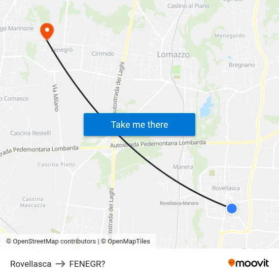 Rovellasca to Fenegro map